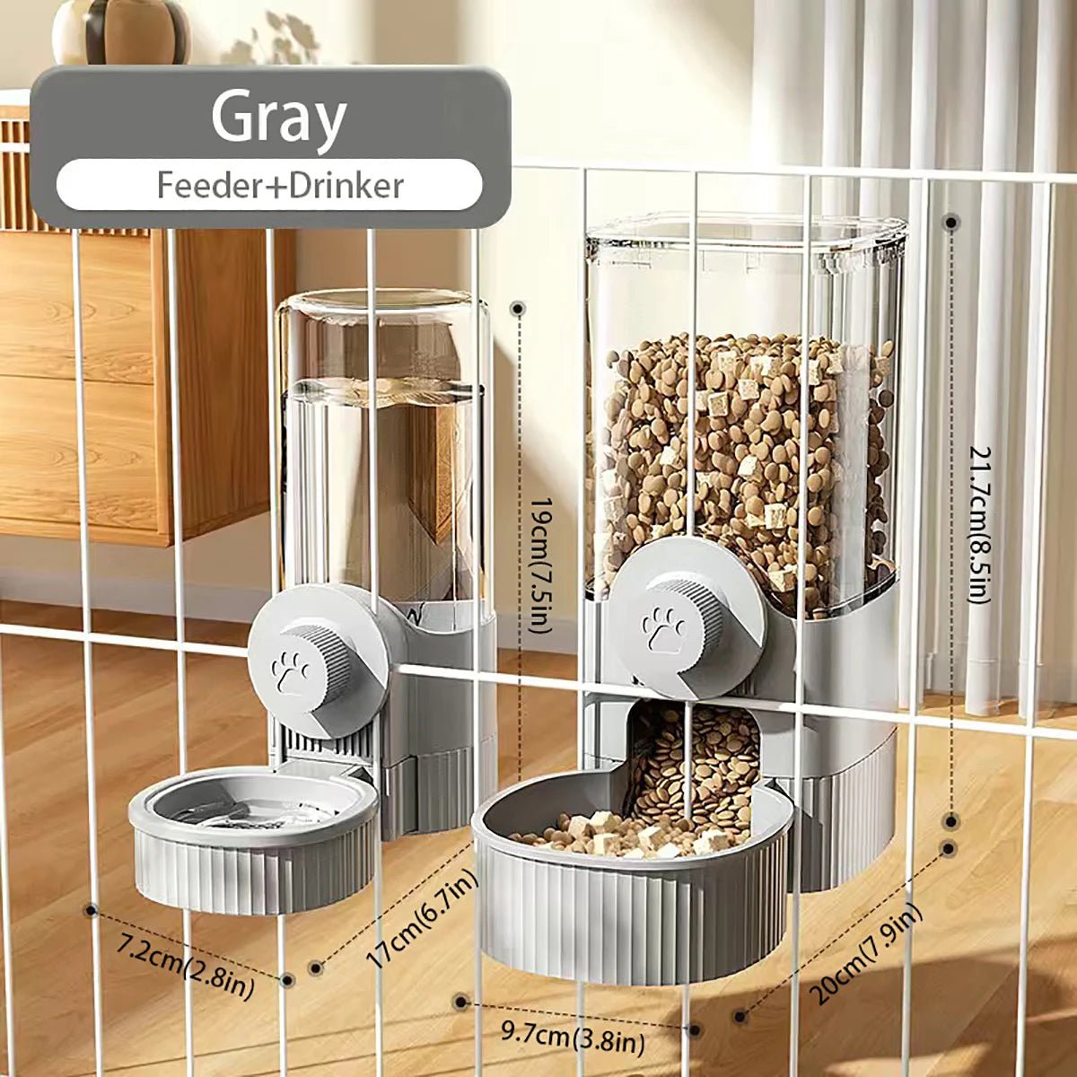 1.2L Hanging Pet Feeder & Water Dispenser Set - Petnivo