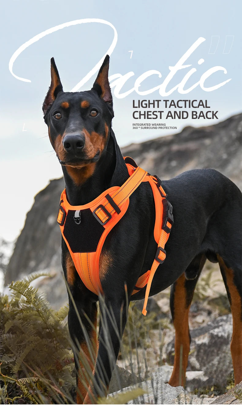 Tactical Dog Harness Reflective Vest Leash