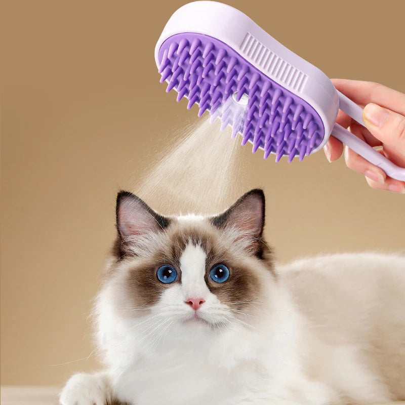 Electric Steam Cat Grooming Brush 3in1