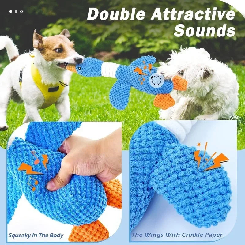 Plush Goose Dog Toy Squeaky Chew