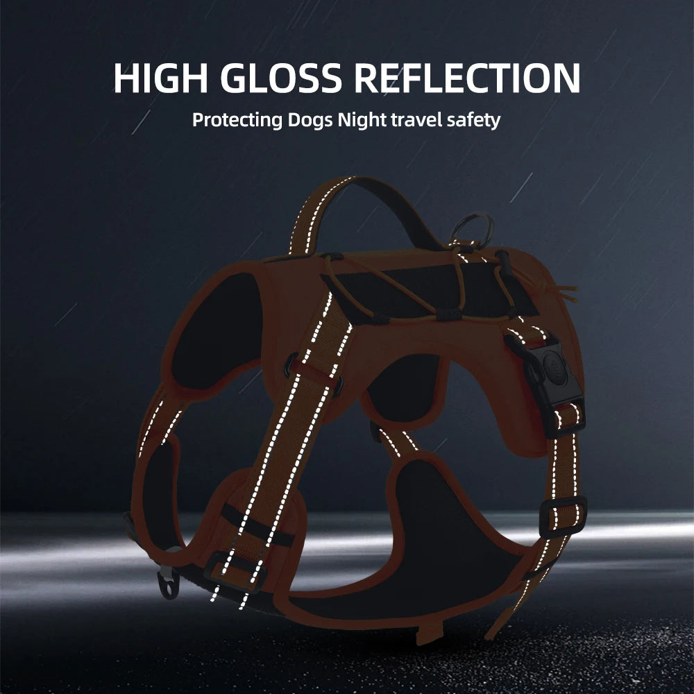 Tactical Dog Harness Reflective Vest Leash