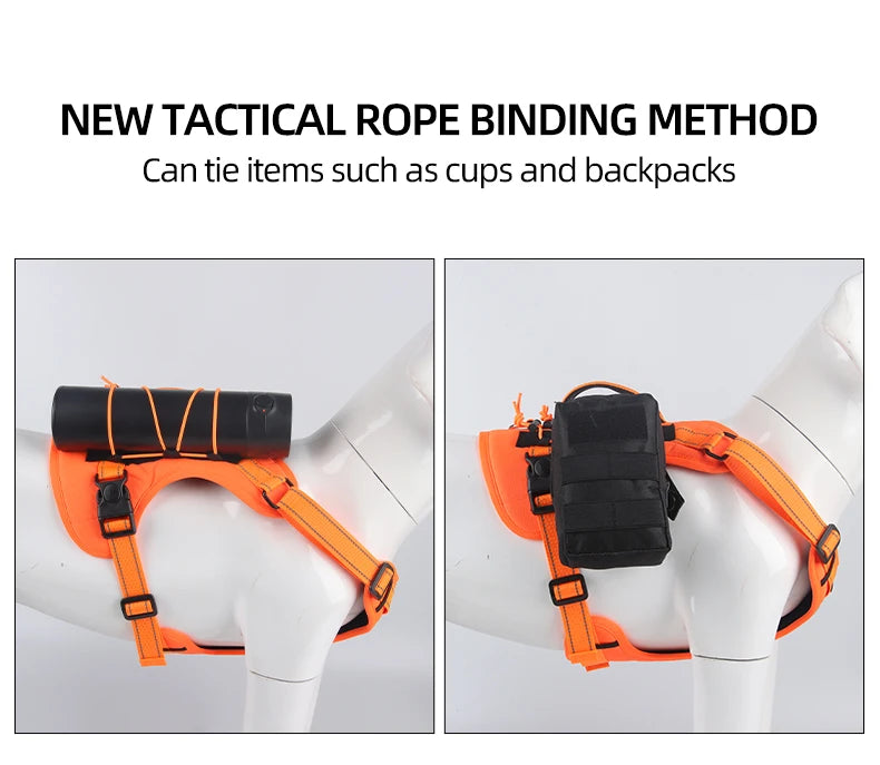 Tactical Dog Harness Reflective Vest Leash