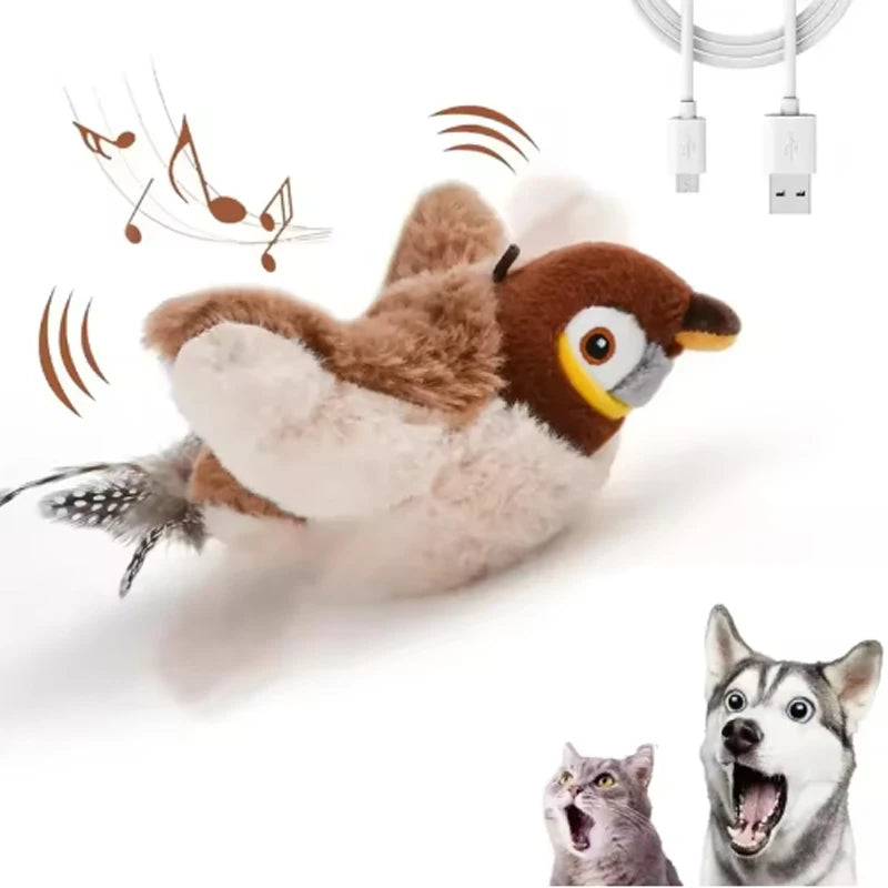 Interactive Chirping Flapping Bird Cat Toy