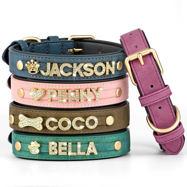 Personalized Leather Dog Collar Name Tag