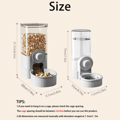 1.2L Hanging Pet Feeder & Water Dispenser Set