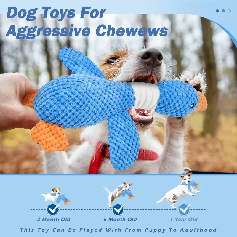 Plush Goose Dog Toy Squeaky Chew