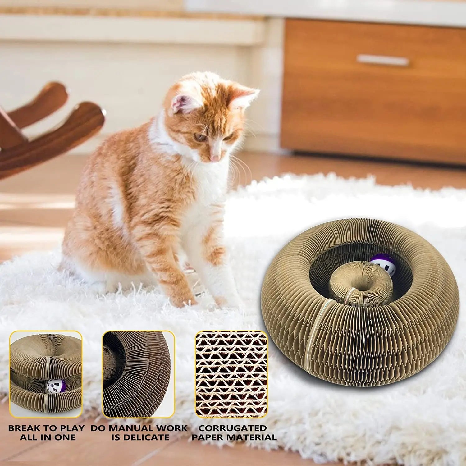 Cat Scratcher Board With Ball Toy