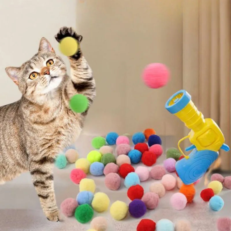 Cat Plush Ball Launcher Toy