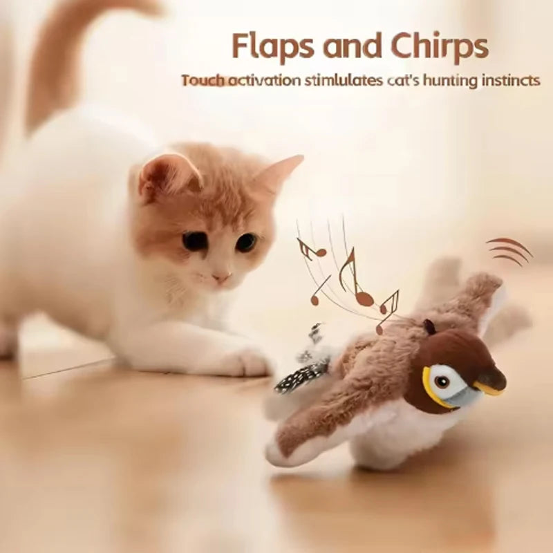 Interactive Chirping Flapping Bird Cat Toy