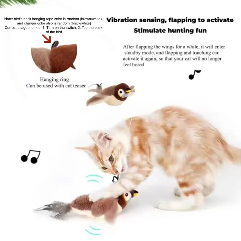Interactive Chirping Flapping Bird Cat Toy