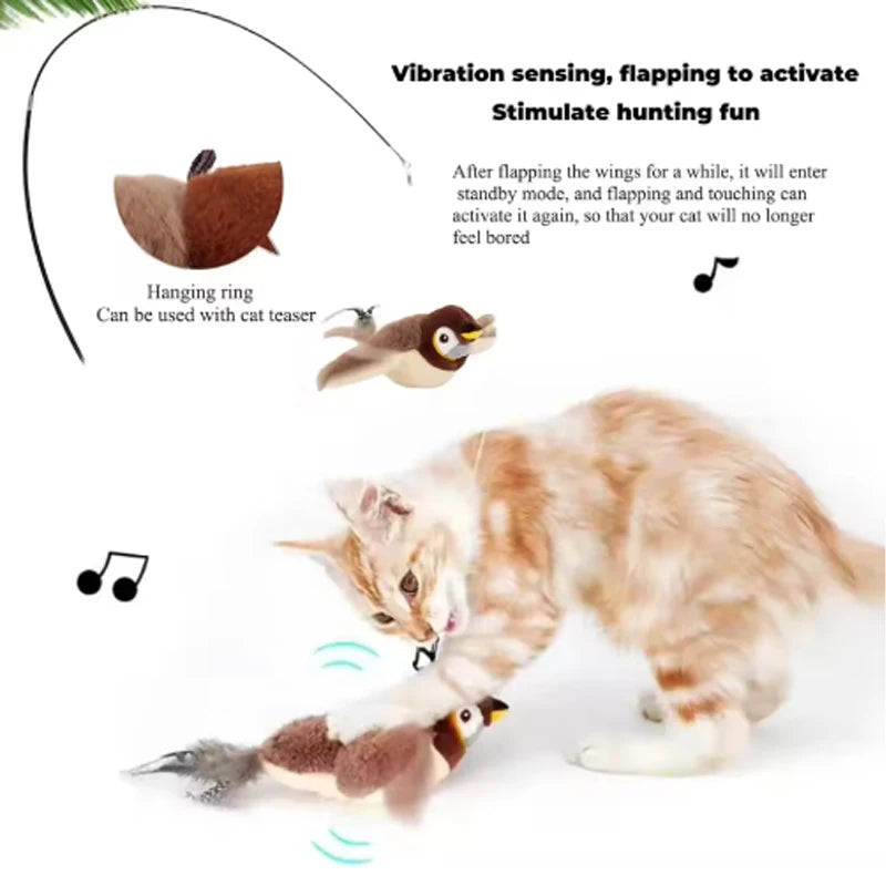 Interactive Chirping Flapping Bird Cat Toy