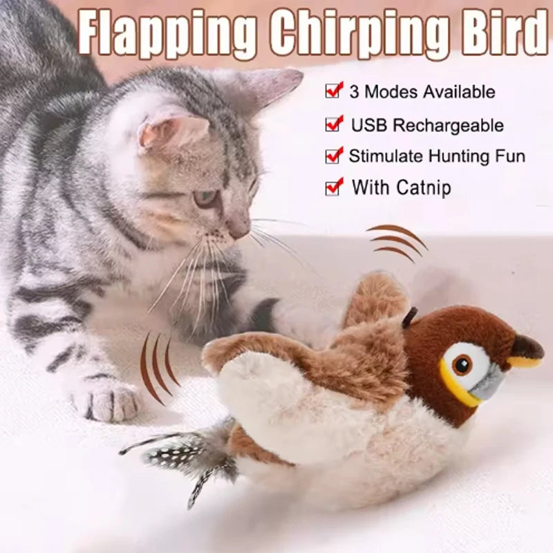 Interactive Chirping Flapping Bird Cat Toy