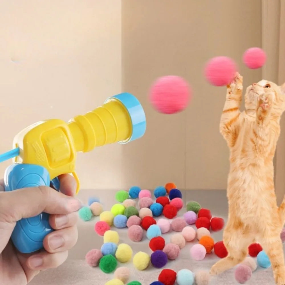 Cat Plush Ball Launcher Toy