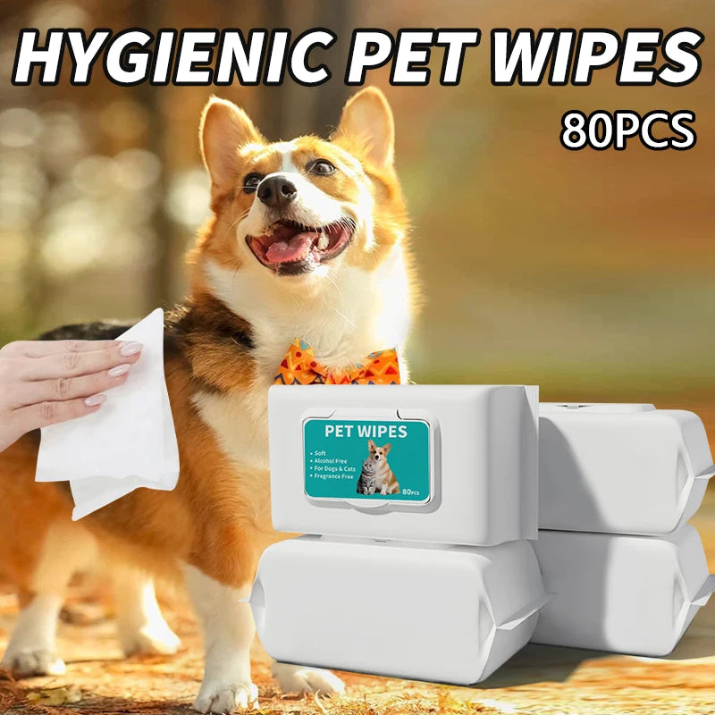 Pet Cleaning Wipes Disposable Deodorizing 80pcs