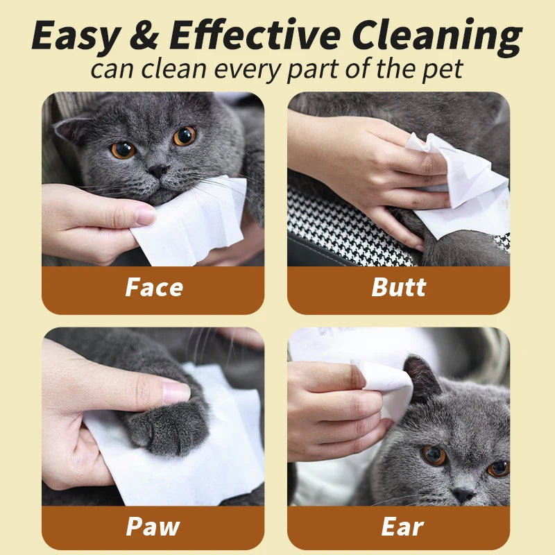 Pet Cleaning Wipes Disposable Deodorizing 80pcs