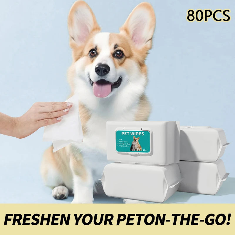 Pet Cleaning Wipes Disposable Deodorizing 80pcs