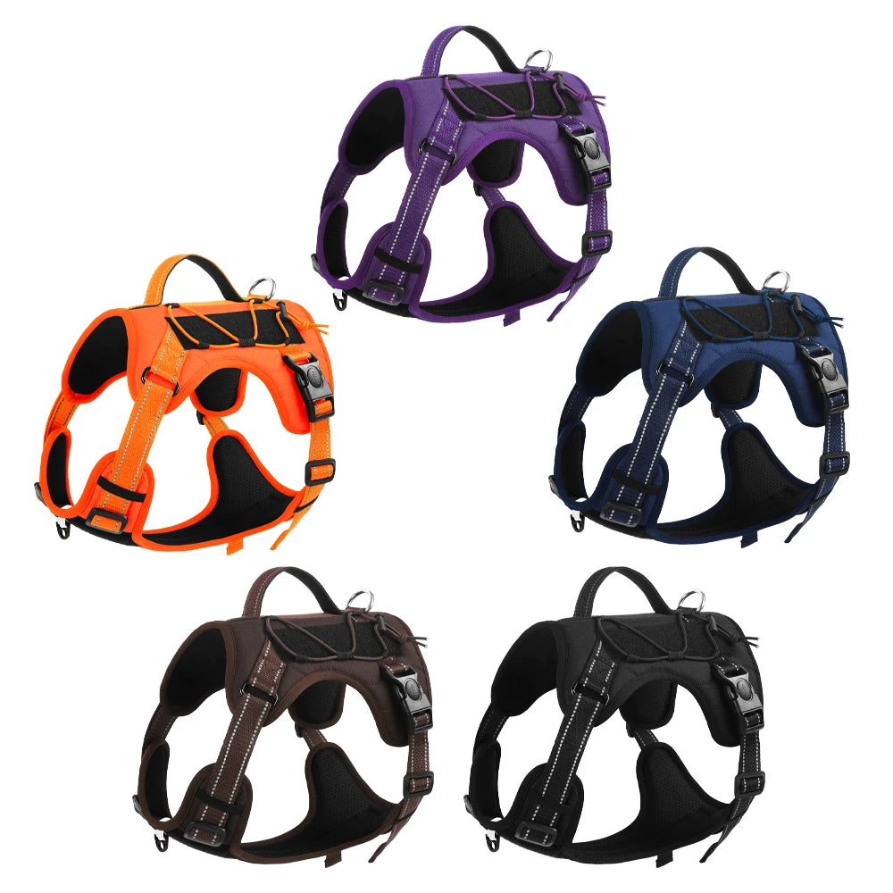 Tactical Dog Harness Reflective Vest Leash