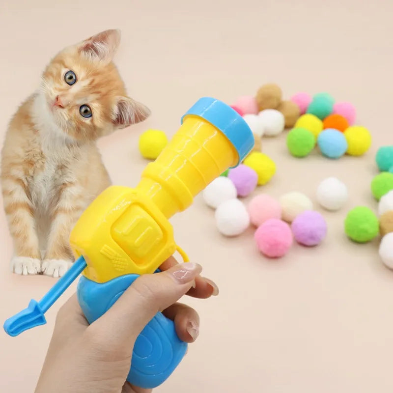 Cat Plush Ball Launcher Toy