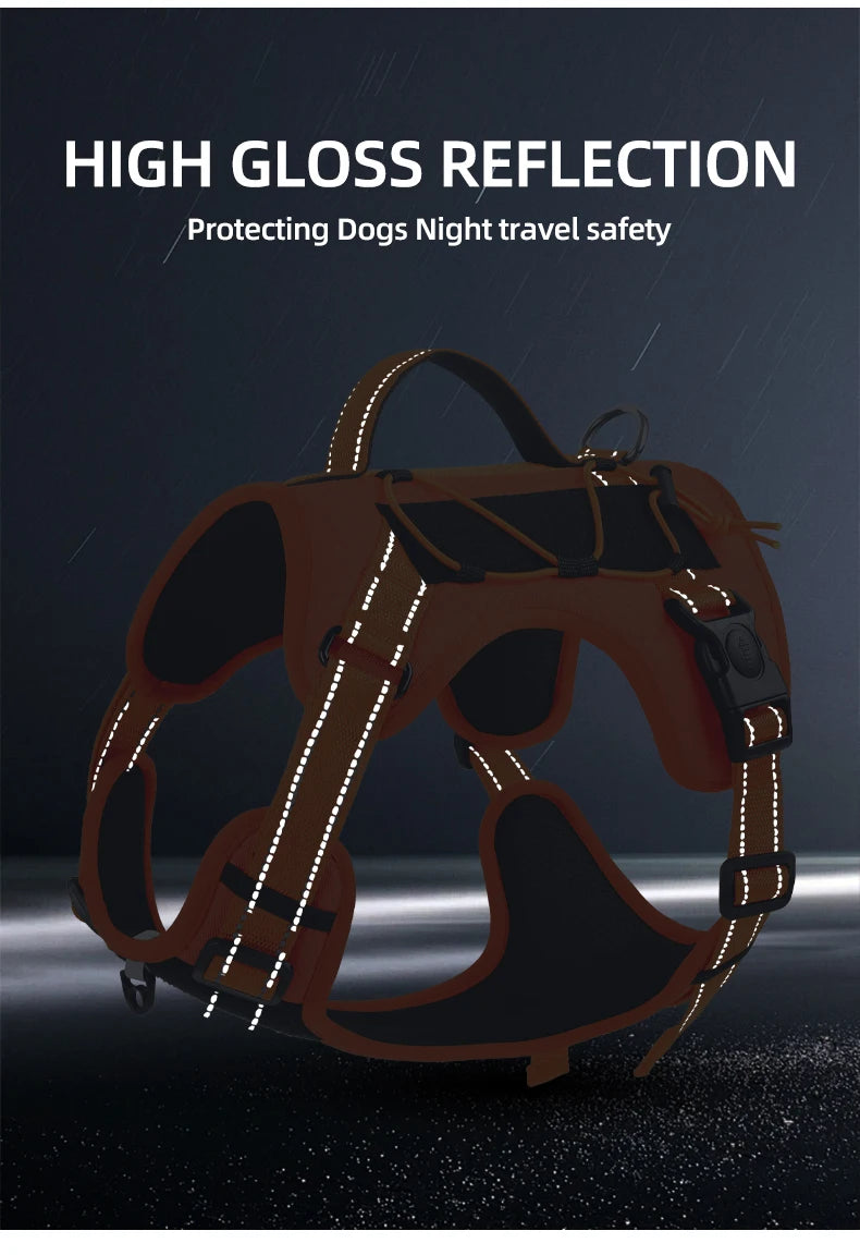 Tactical Dog Harness Reflective Vest Leash