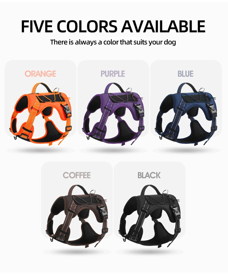 Tactical Dog Harness Reflective Vest Leash