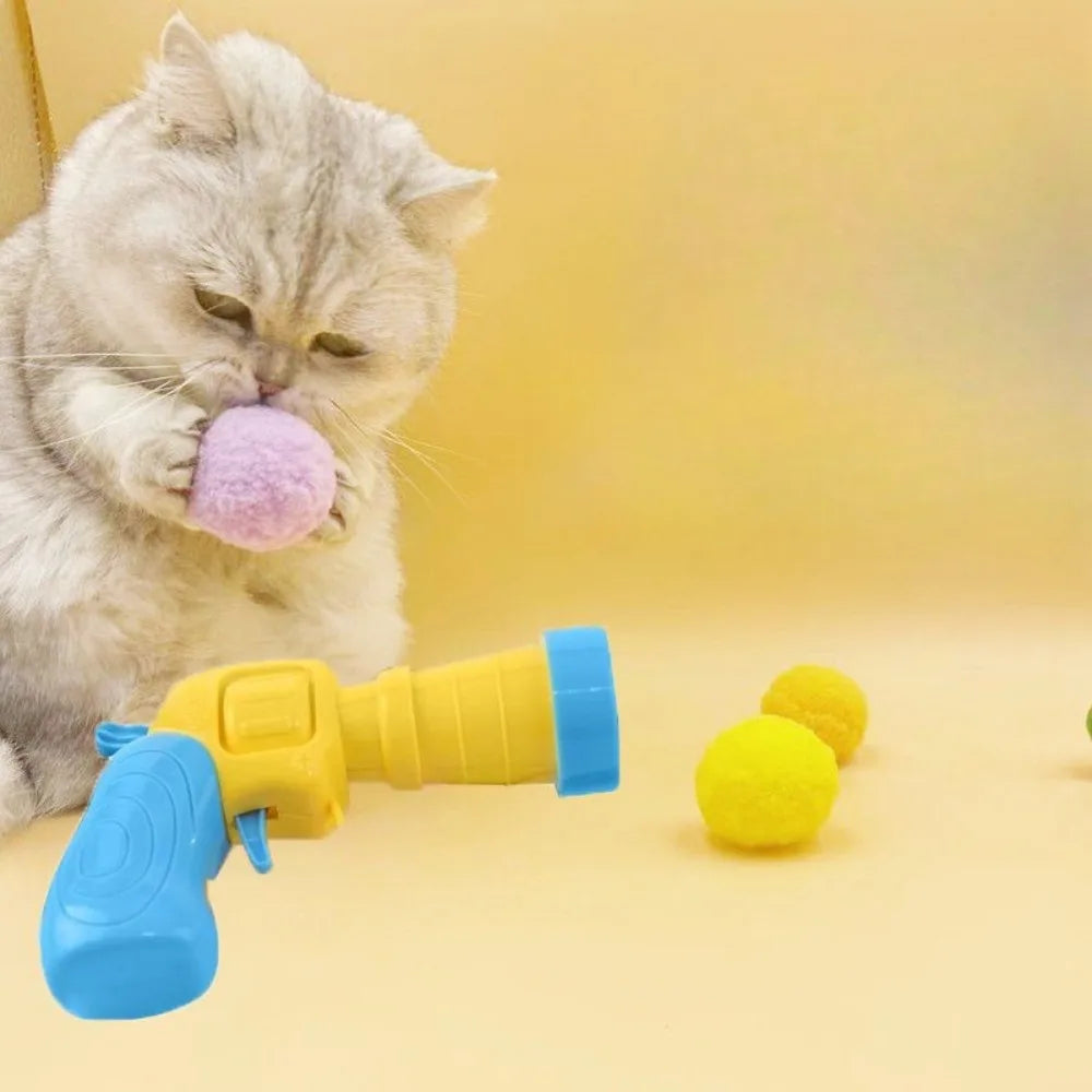 Cat Plush Ball Launcher Toy