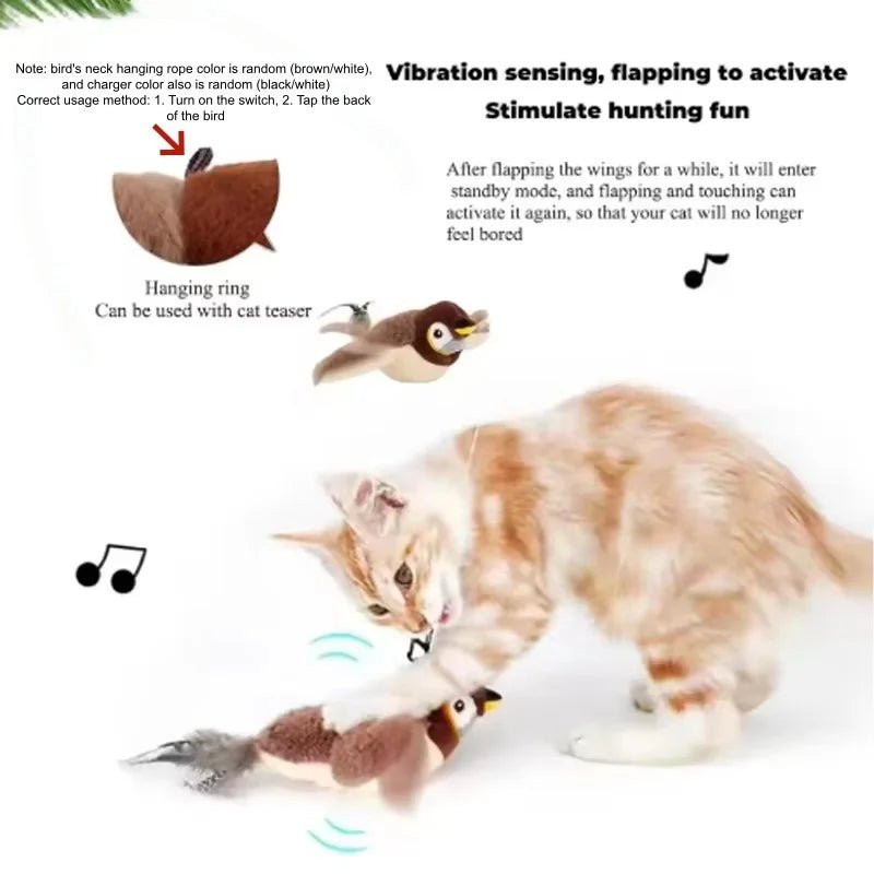 Interactive Chirping Flapping Bird Cat Toy - Petnivo