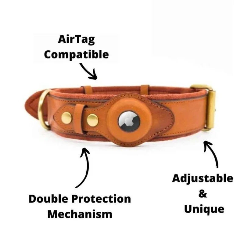 Leather Dog Collar AirTag Holder Anti Loss - Petnivo