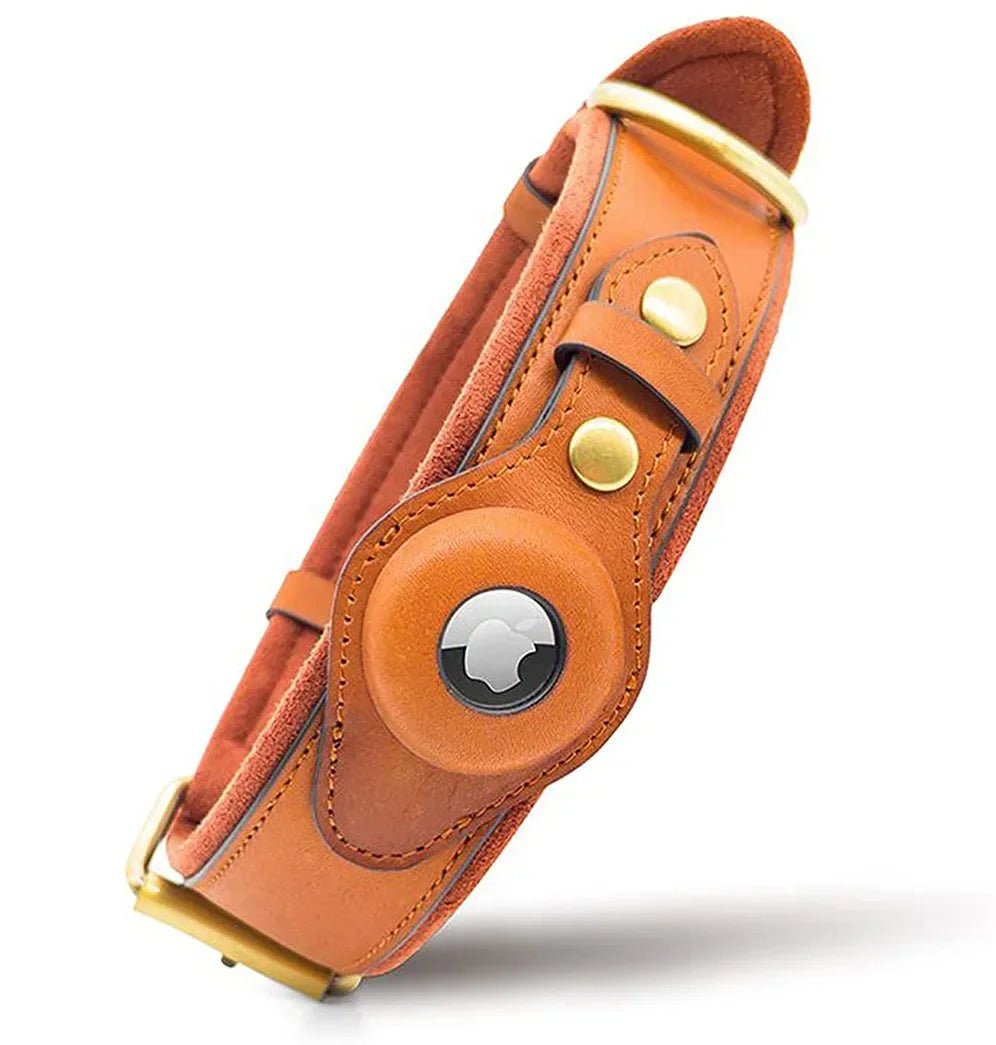 Leather Dog Collar AirTag Holder Anti Loss - Petnivo