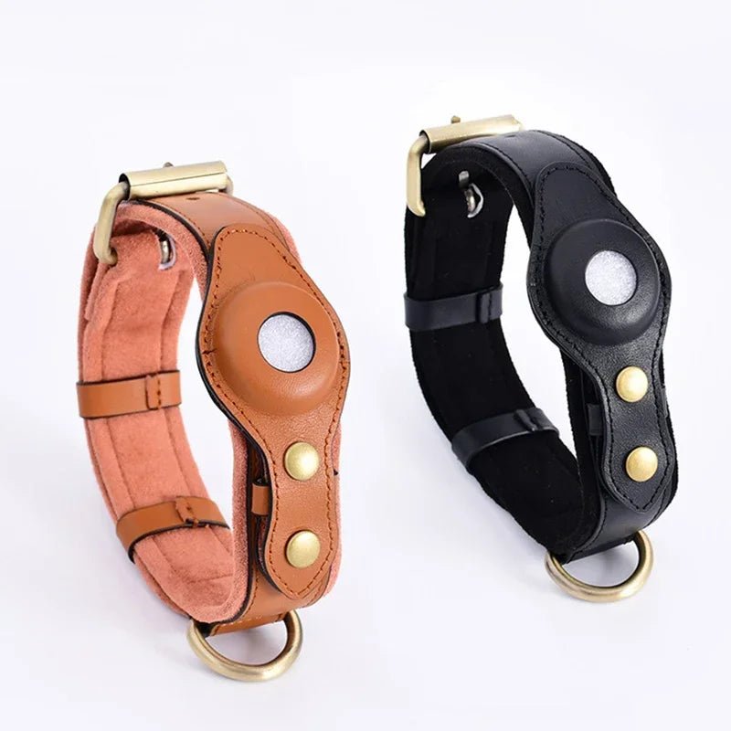 Leather Dog Collar AirTag Holder Anti Loss - Petnivo