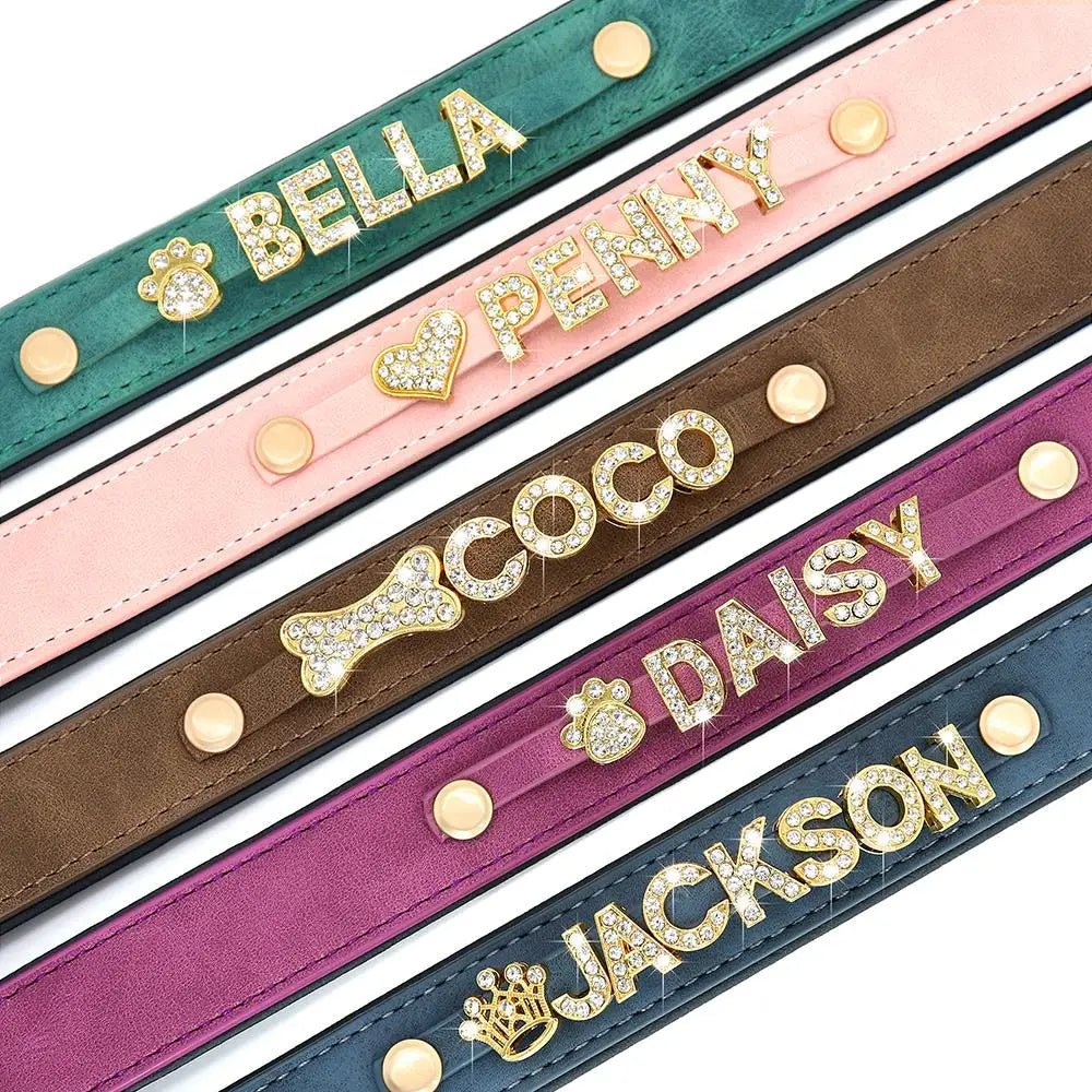 Personalized Leather Dog Collar Name Tag - Petnivo