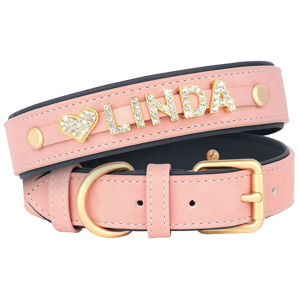 Personalized Leather Dog Collar Name Tag - Petnivo