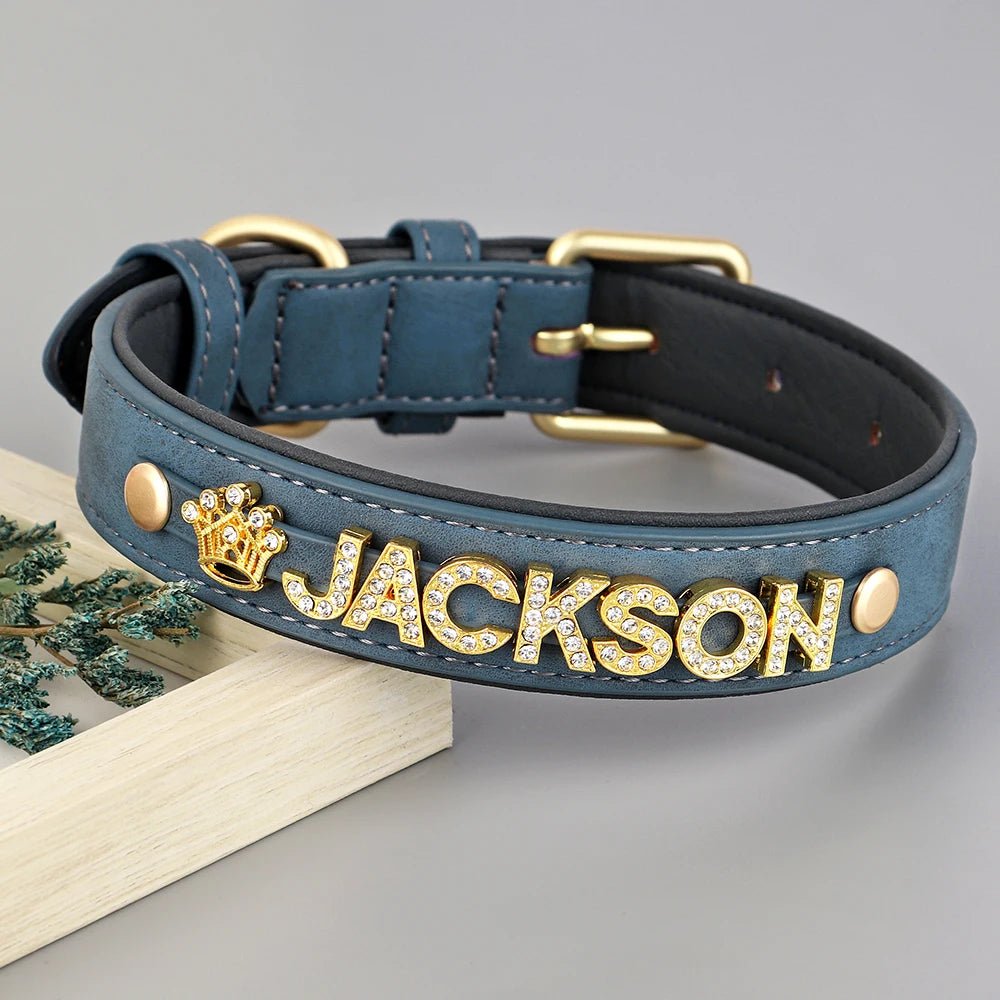 Personalized Leather Dog Collar Name Tag - Petnivo