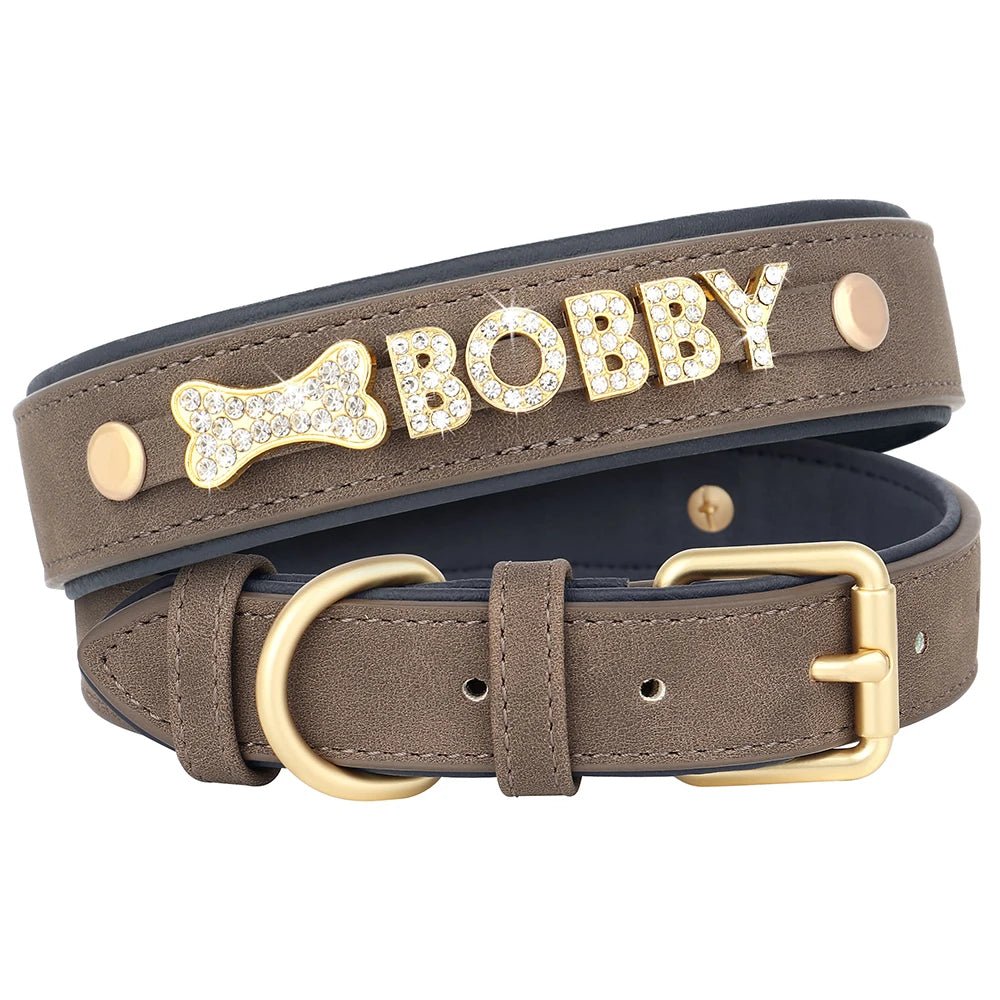 Personalized Leather Dog Collar Name Tag - Petnivo