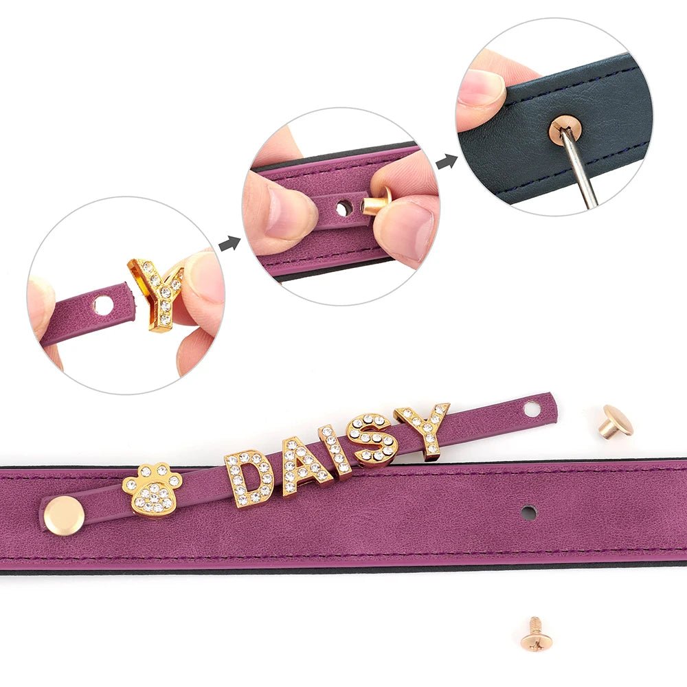 Personalized Leather Dog Collar Name Tag - Petnivo