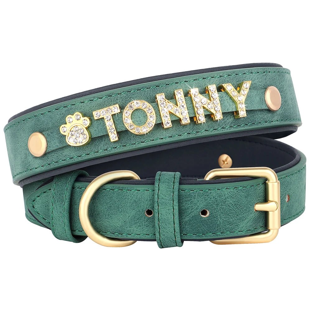 Personalized Leather Dog Collar Name Tag - Petnivo