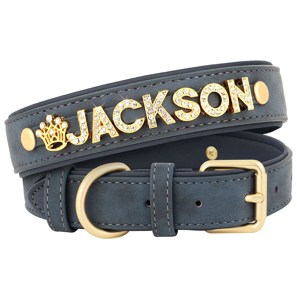 Personalized Leather Dog Collar Name Tag - Petnivo