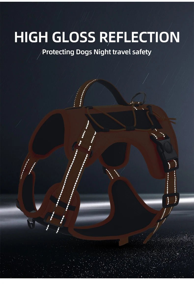 Tactical Dog Harness Reflective Vest Leash - Petnivo